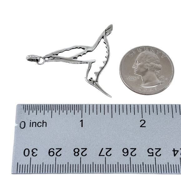 Vintage Sterling Silver 925 | Hummingbird Outline Pendant - Picture 7 of 8